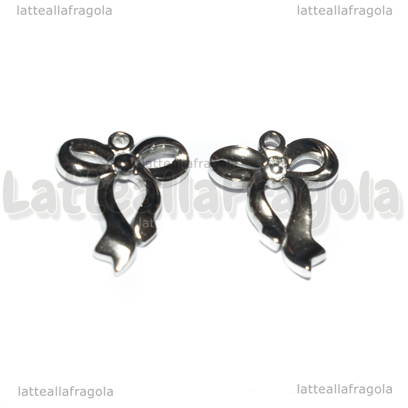 Ciondolo Fiocco in Acciaio Inox 19x15mm