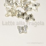 Spaziatore farfalla in metallo silver plated 10x8mm