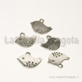 Charm uccellino Argento Antico 16x13mm