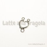 Connettore 3 asole in metallo a forma di cuore 22x15mm