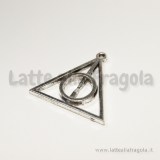 Ciondolo Doni della morte Harry Potter metallo argento antico  33x33x3mm