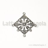 Connettore filigrana in metallo color argento antico 35x32mm