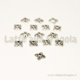 10 coppette copriperla 6x6mm modello foglie Argento Antico