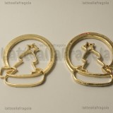 Ciondolo Bezel Albero Natale Abete in metallo gold plated 34x32mm