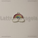 Charm Arcobaleno in metallo argentato smaltato 20x19.5mm