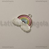 Charm Arcobaleno in metallo argentato smaltato 20x19.5mm