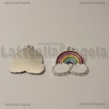 Charm Arcobaleno in metallo argentato smaltato 20x19.5mm