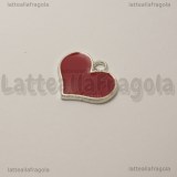 Charm Cuore in metallo argentato smaltato rosso 19.5x16.5mm