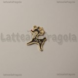 Charm Renna in metallo dorato smaltato 19.5x14mm