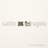 10 coppette copriperla 6x6mm modello foglie Argento Antico