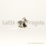 Cavallo a dondolo foro largo in metallo argento antico 15x14mm