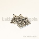 Ciondolo libro ricette in metallo argento antico 20x14mm