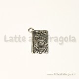 Ciondolo libro ricette in metallo argento antico 20x14mm