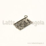 Ciondolo libro ricette in metallo argento antico 20x14mm