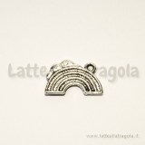 Charm arcobaleno in metallo zincato argento antico 19x12mm