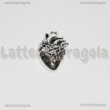 Ciondolo Cuore in metallo argento antico 26x16mm