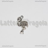 Charm Fenicottero double-face in metallo argento antico 23x13mm