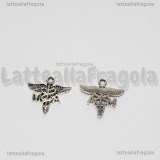 Charm Caduceo in metallo argento antico 20x20mm