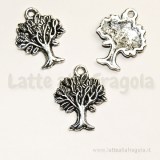 Charm Albero con Rami in metallo zincato color Argento Antico 22x17mm