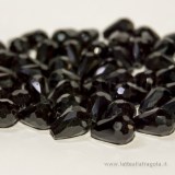 Goccia in Vetro Nero sfaccettato con foro passante 11x8mm