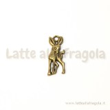 Charm cerbiatto double-face in metallo color bronzo 19x8mm