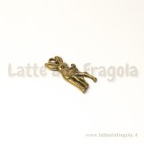 Charm cerbiatto double-face in metallo color bronzo 19x8mm