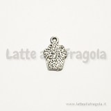 Charm cupcake in metallo zincato argento antico 16x11mm