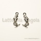 Charm sirena double-face in metallo zincato argento antico 20x8mm