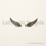 Charm Ala in metallo argento antico 17x5mm