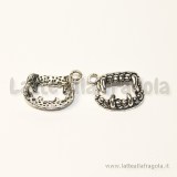 Charm denti vampiro in metallo argento antico 17x12mm