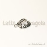 Charm denti vampiro in metallo argento antico 17x12mm