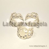 Base anello in filigrana smaltata bianco con piattello 8mm