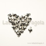 Charm cuoricino in rame silver plated 8x6mm