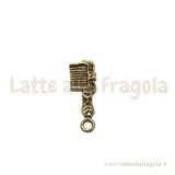 Charm pettine in metallo color bronzo 22x8mm