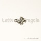 Charm granchietto double-face in metallo argento antico 10mm