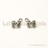 Charm granchietto double-face in metallo argento antico 10mm