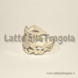 Base anello in filigrana smaltata bianco con piattello 8mm