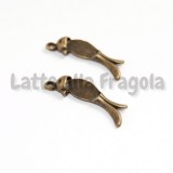 Charm base cabochon uccellino in metallo color bronzo