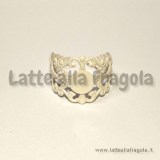 Base anello in filigrana smaltata bianco con piattello 8mm