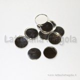 Piastra base cammeo o cabochon tonda silver plated 17mm