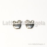 Charm double-face in metallo argento antico mela 11x11mm