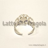 Base anello in filigrana smaltata bianco con piattello 8mm