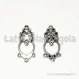 Coppia di Connettori 4 asole in metallo argento antico 25x12mm