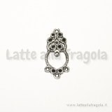 Connettore 4 asole orecchini in metallo argento antico 25x12mm