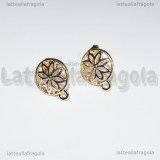 Orecchini a perno Cerchio con Fiore Filigranato in metallo gold plated 16x13mm