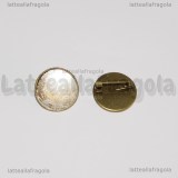 Spilla Tonda in metallo color Bronzo con base cammeo 20mm