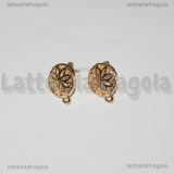 Orecchini a perno Cerchio con Fiore Filigranato in metallo gold plated 16x13mm