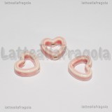 Cuore in Ceramica Rosa foro passante 13.5x12mm