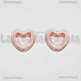 Cuore in Ceramica Rosa foro passante 13.5x12mm