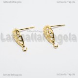 Orecchini a perno Goccia Filigranata in rame gold plated 15x13mm